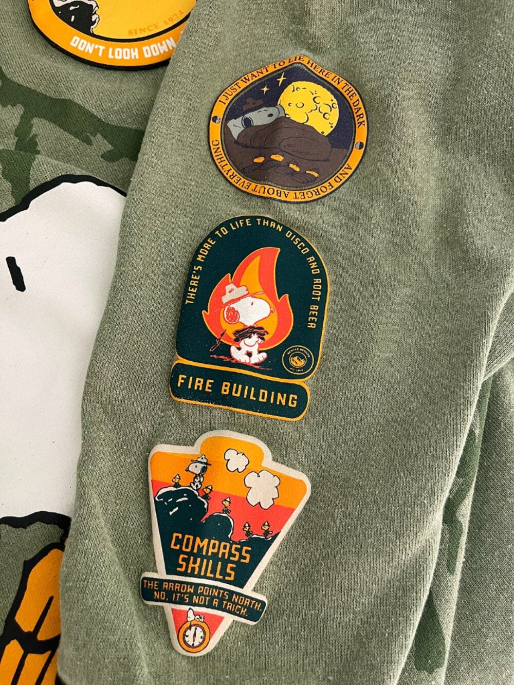Peanuts Olive Green Snoopy & Woodstock Scout Patch Sweatshirt - Picture 3 of 8